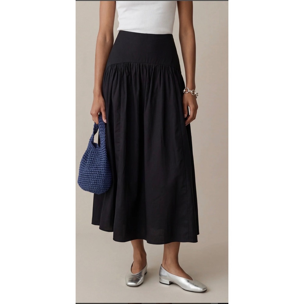 Few Moda CAARA Black Cotton Blend Drop Waist Maxi Skirt C25WSKA0503SC Size 4 NWT